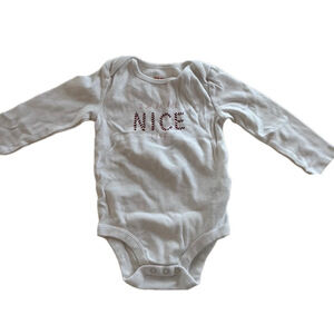 Baby Joe Fresh Bodysuit 6-12M White 'Nice List' Long Sleeve